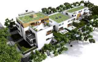 3D Visualisierung Architekturvisualisierung Vogelperspektive Luxusimmobilie Koeln Holunderweg